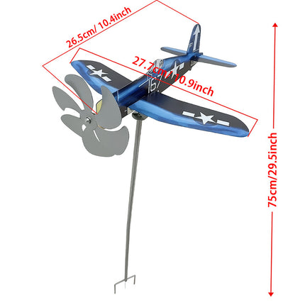 Airplane Wind Spinner Compass Weather Vane Yard Garden Decor