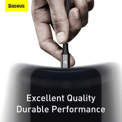 3 in 1 Baseus Rapid Series Fast Charging Data Cable Type-C to C+L+C PD 20W 1.5m Black
