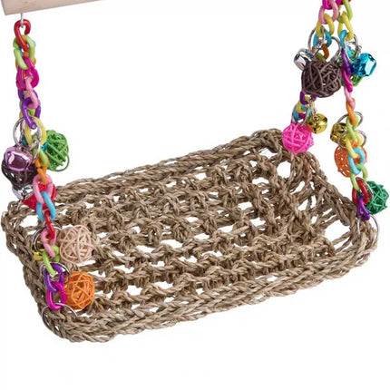 Parrot Hammock Swing Toy with Colourful Chain Double Swing for Bird Cage Play