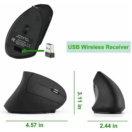 2.4GHz Wireless USB Mouse Vertical 1600DPI Optical Mouse Rechargeable Right Hand