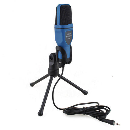 Desktop Condenser Microphone 3.5mm Jack Stand Recording Mic with Tripod For PC