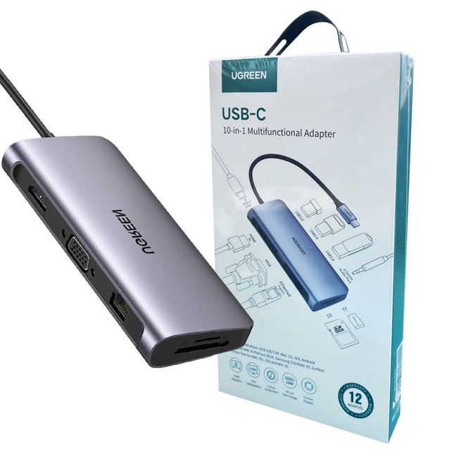 10-in-1 USB-C Docking Station with HDMI VGA Gigabit LAN USB 3.0 SD TF Audio PD Charger