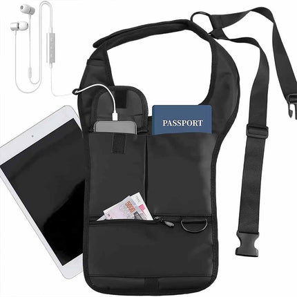 Anti-Pry Hidden Underarm Bag Leather Organizer Case for Tablet & Cards