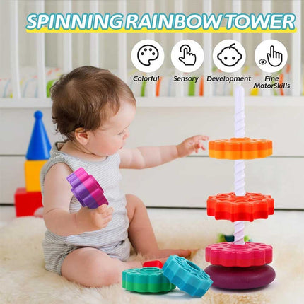 Rainbow Spinning Stacking Tower, Gear Assembly Toy