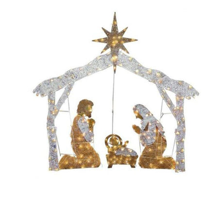 Light-Up Nativity Scene Christmas Outdoor Decoration with LED Lights Patio Lawn