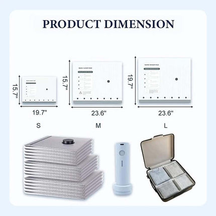 6x Cordless Travel Vacuum Bag Set, Rechargeable Pump Included, Space Saver Bags for Bedding and Clothing