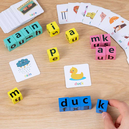 16Bricks Wooden Crossword Puzzles Montessori English Words Spelling Game Educational Toys