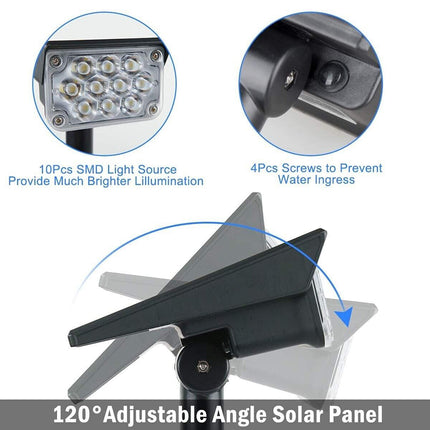 RGB 10 LEDs Garden Solar Lights Outdoor Landscape Yard Light Lawn Lamp Spotlight
