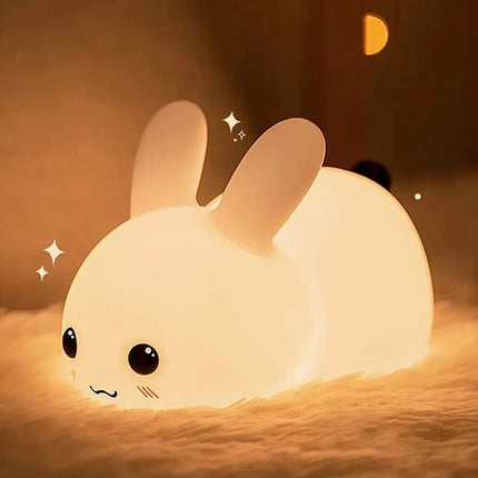Bunny Kids Night Light, Rechargeable RGB Silicone Lamp with Remote Control for Bedroom