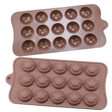 2Pcs Silicone Smiley Face Moulds for Chocolate Cake Ice Tray Jelly Candy Cookie Baking
