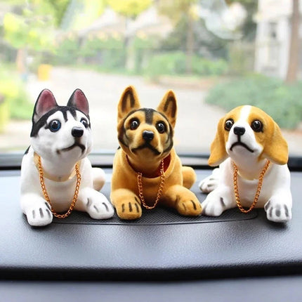 Swing Head Puppy Toy, Shiba Husky Nodding Bobble Figure, Car & Home Decor Gift