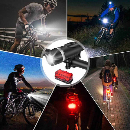 2X Front Rear Bike Light 5 LED Bicycle Tail Lights Waterproof Flashlight