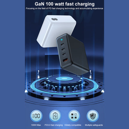 100W USB GaN Charger 4-Ports Super Fast Charger Adapter AU Plug