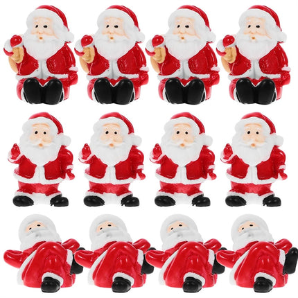 12Pcs Random Santa Claus Themed Mini Christmas Figurines - Micro Scene Ornaments for Indoor Holiday Decor
