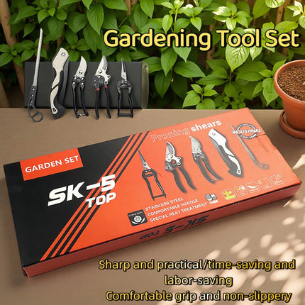 5Pcs Garden Pruning Tool Set with Storage Box Home Plant Flower Gardening Kit