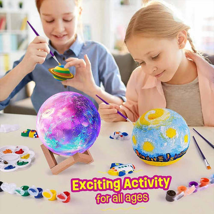 Kids Gift Set Electronic Sound Plush Cat DIY Paint 3D Moon Lamp for Boys Girls 3-12 Years