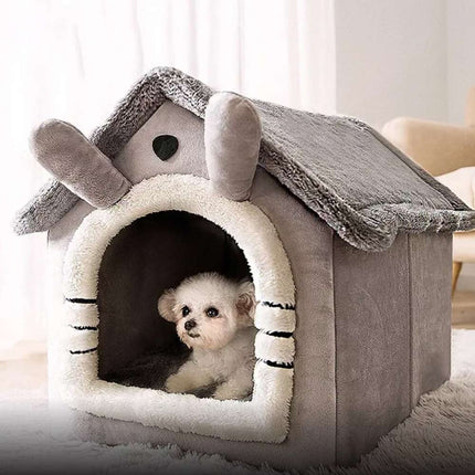 Small Pet Cat Kitten Dog Beds Igloo Fleece Bed Pyramid Cozy Washable Warm House Cave