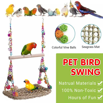 Parrot Hammock Swing Toy with Colourful Chain Double Swing for Bird Cage Play