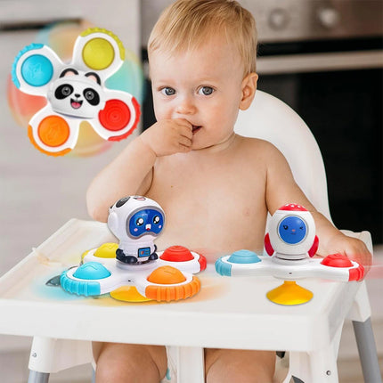 Baby Toys 3pcs Fidget Spinner Space Bath Spinner Space Suction Cup Fun Play Set