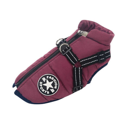 Winter Pet Dog Coat Pet Dog Jacket w/ Harness Waterproof Breathable Small Large