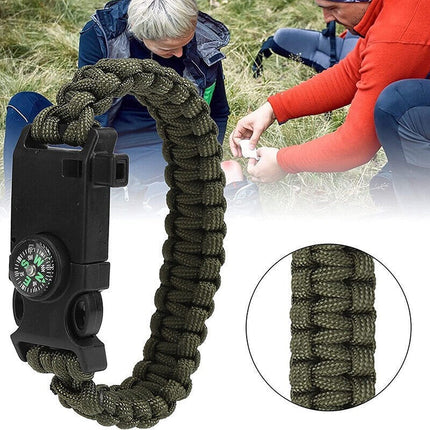 5-in-1 Paracord Survival Bracelet 7-Core Woven, Emergency Lifesaving Wristband for Outdoor Adventures