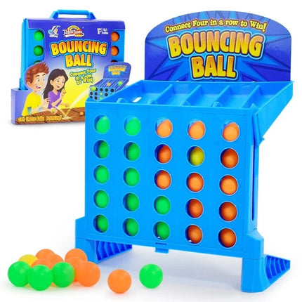 Fast Bounce Ball Grid Strategy Game, Portable Travel Tabletop Line Up Challenge Toy for Family 2-4 Players