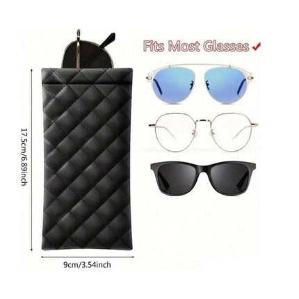 Glasses Case Pouch PU Leather Spring Close Soft Case Glasses / Sunglasses/ Phone
