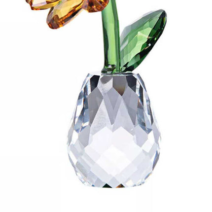 Crystal Sunflower Ornament Glass Flower Tabletop Decor