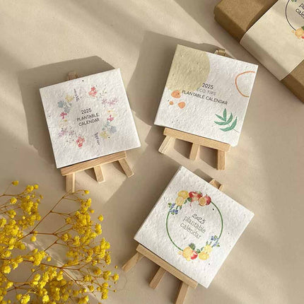 2025 Growable Plantable Seed Paper Desk Calendar Wildflower Desk Planner w/Stand