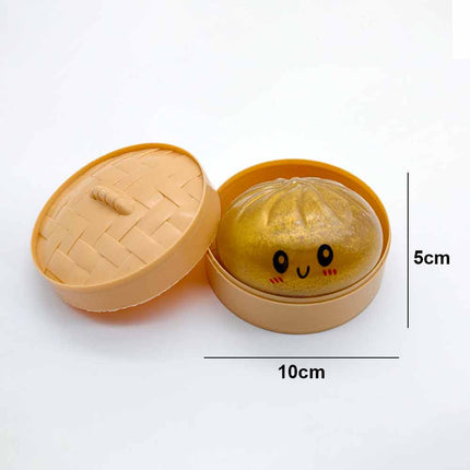 2 Pack Slow Rebound Steamed Bun Squishy Stress Relief Fidget Toy, Gold Red Soft Squeeze Sensory Toy