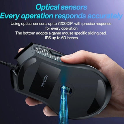 Wired RGB Gaming Mouse, 7200 DPI Optical Sensor, 6 Programmable Buttons, for PC & Laptop