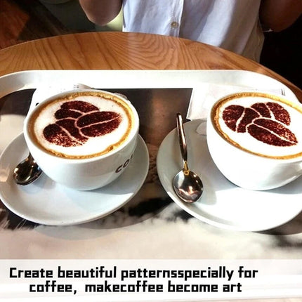 4 Stainless Steel Coffee Stencil Templates (for Cappuccino & Latte) – Compatible with Coffee Dusters