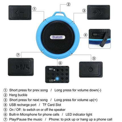 Waterproof Wireless Mini Car Bluetooth Shower Music Speaker Handsfree Portable