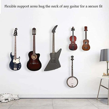 2 Pack Metal Non-Slip Guitar Wall Mount Hanger - Universal for Guitar & Ukulele