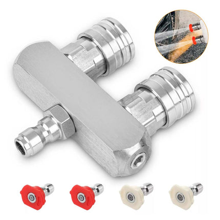 Dual Angle Pressure Washer Spray Nozzle 1/4" Quick Connect