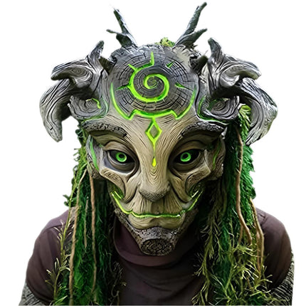 Green LED LIGHT UP Halloween Forest Elf Headgear Wig Mask Props MasqueradeParty
