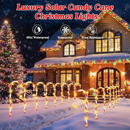 5IN1 Christmas Red LED Cane Lights Solar-Powered Outdoor Candy Path Garden Decoration