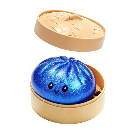 2 Pack Steamed Bun Shaped Slow-Rise Foam Squeeze Toys, Cute Facial Pattern Stress Relief Sensory Hand Play Toy