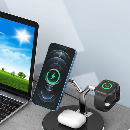 3‑in‑1 Wireless Charging Dock Station, Multi‑Device Wireless Charger for Smart Watch & Mobile Phone