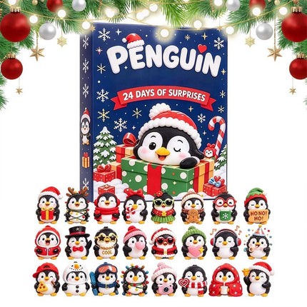 24 Day Christmas Advent Calendar 3D Penguin Animal Figures Xmas Countdown Decor
