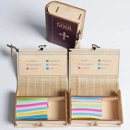 Handmade Wooden Bible Verses Box + 150PCS Daily Scripture Verse Cards