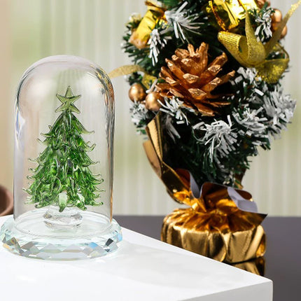 Cute Crystal Tree Figurine , Christmas Miniature Tree Home Decor with Protective Cover