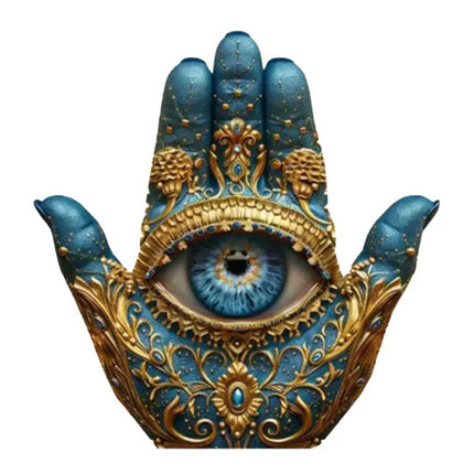 Palm‑Shaped Evil Eye Decorative Sculpture, PVC Tabletop Ornament