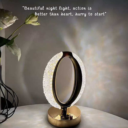 Table Lamp Crystal Night Light Touch Control USB Rechargeable Bedside Lamp Decor