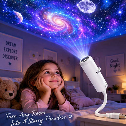 24-in-1 5D Galaxy Star Projector, Starry Sky Night Lamp with 24 Films, 360° Ceiling Projection, USB