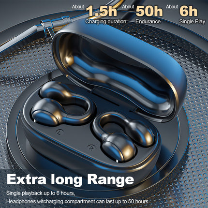 Clip-On Ear Hook Bone Conduction Wireless Bluetooth Running Headphones