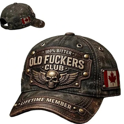 Vintage Distressed Baseball Cap, Adjustable Funny Hat with 3D Embroidery Print