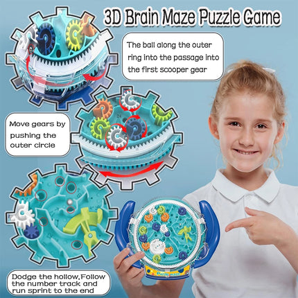 3D Brain Maze Puzzle Game, Brain Teaser Educational Fidget Toy for Kids
