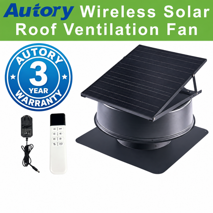320mm Solar Roof Ventilation Fan, Hybrid Solar & Wireless Power with Remote Control