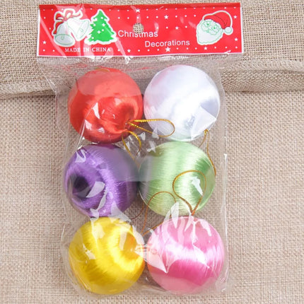 6Pcs 5cm Christmas Tree Baubles Satin Xmas Balls Hanging Home Party Ornaments Decor